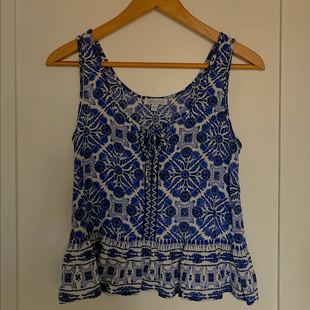 PATRONS OF PEACE BLUE TANK TOP!
